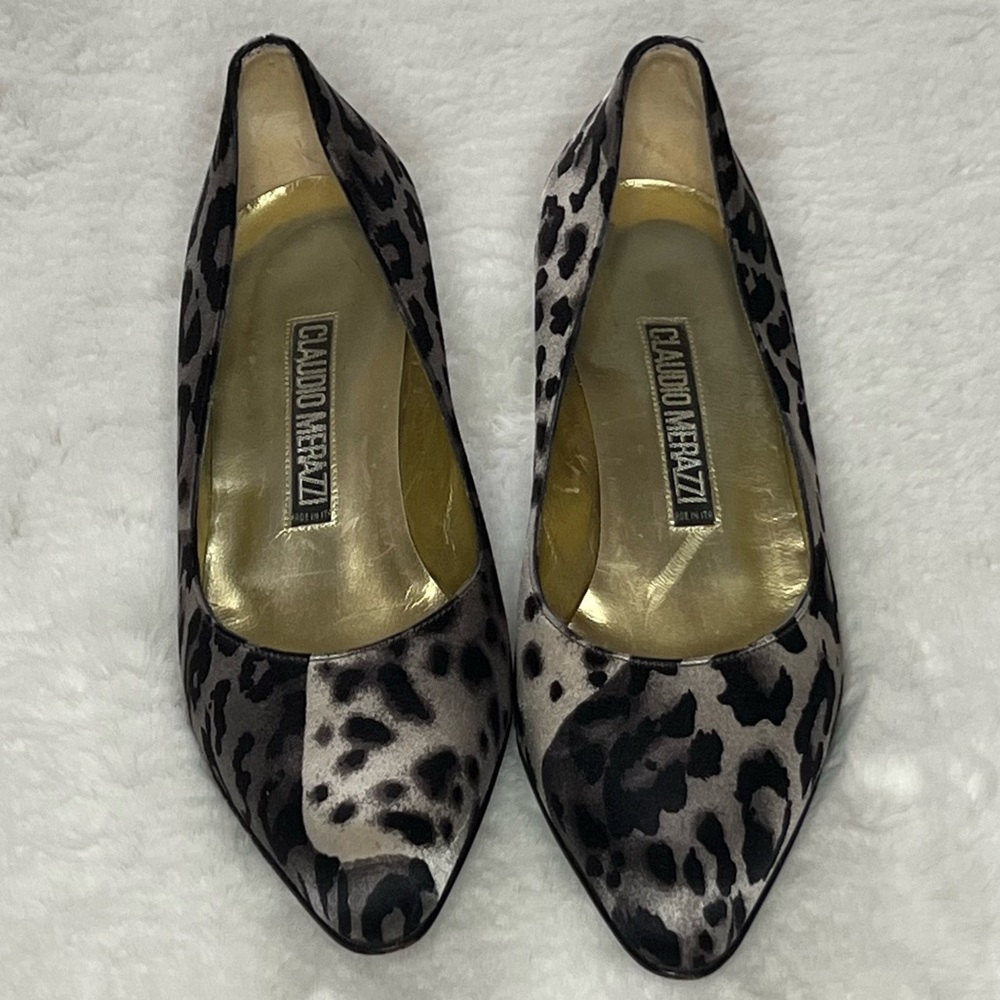 Vintage Claudio Merazzi 2 Tone Dalmatian Print Kitten Heel size 6
